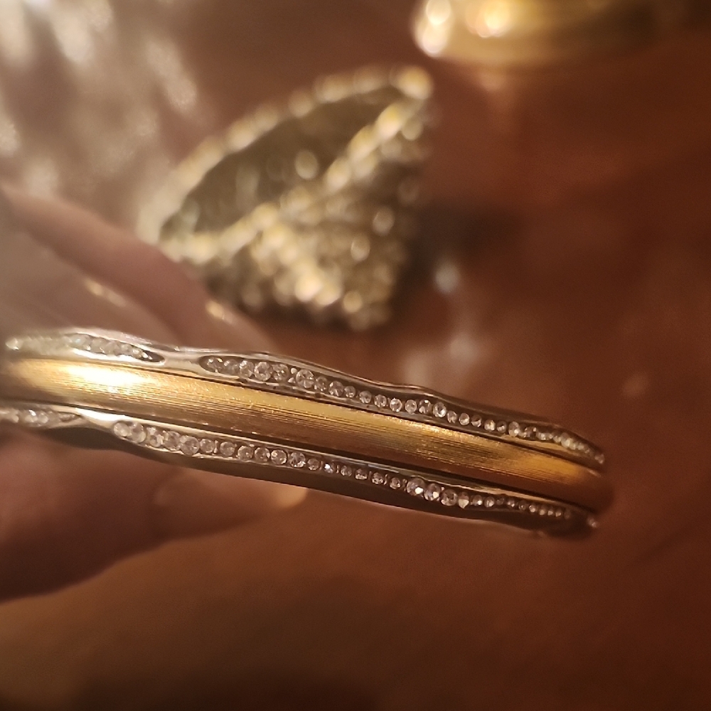 Brighton Gold and Silver & Crystal Bangle Bracelet